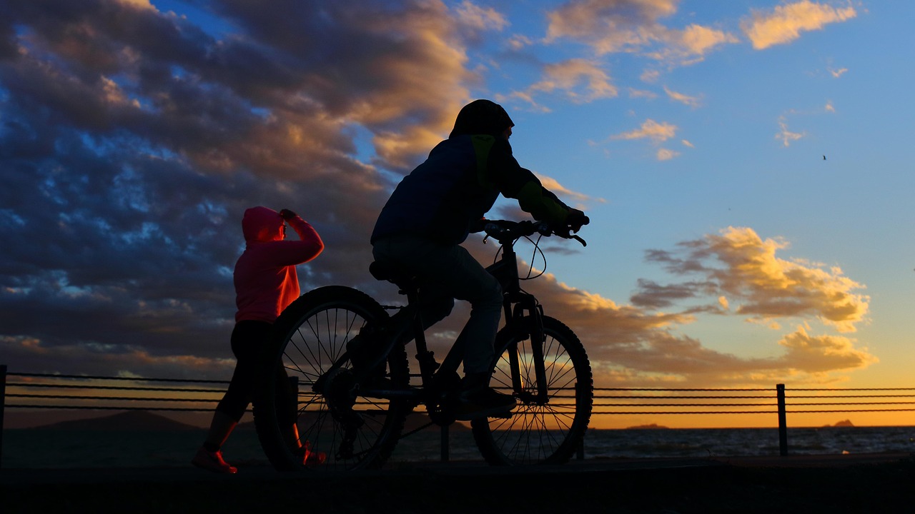 Clouds, bicycle, cycling, couple, sky, bike, people, landscape, sunset, outdoors, nature, cyclist, together, road, evening, colors, friends, friendship, healthy, fun, istanbul, turkey