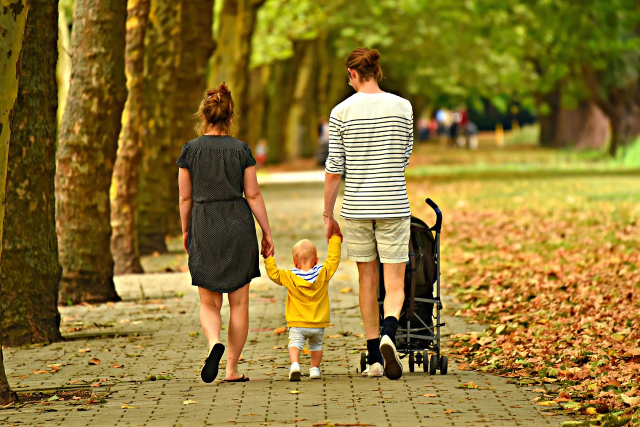 Family, love, outdoors, woman, man, parents, parenthood, together, walking, park, father, mother, child, kid, care, leisure, relationship, family, family, family, family, family