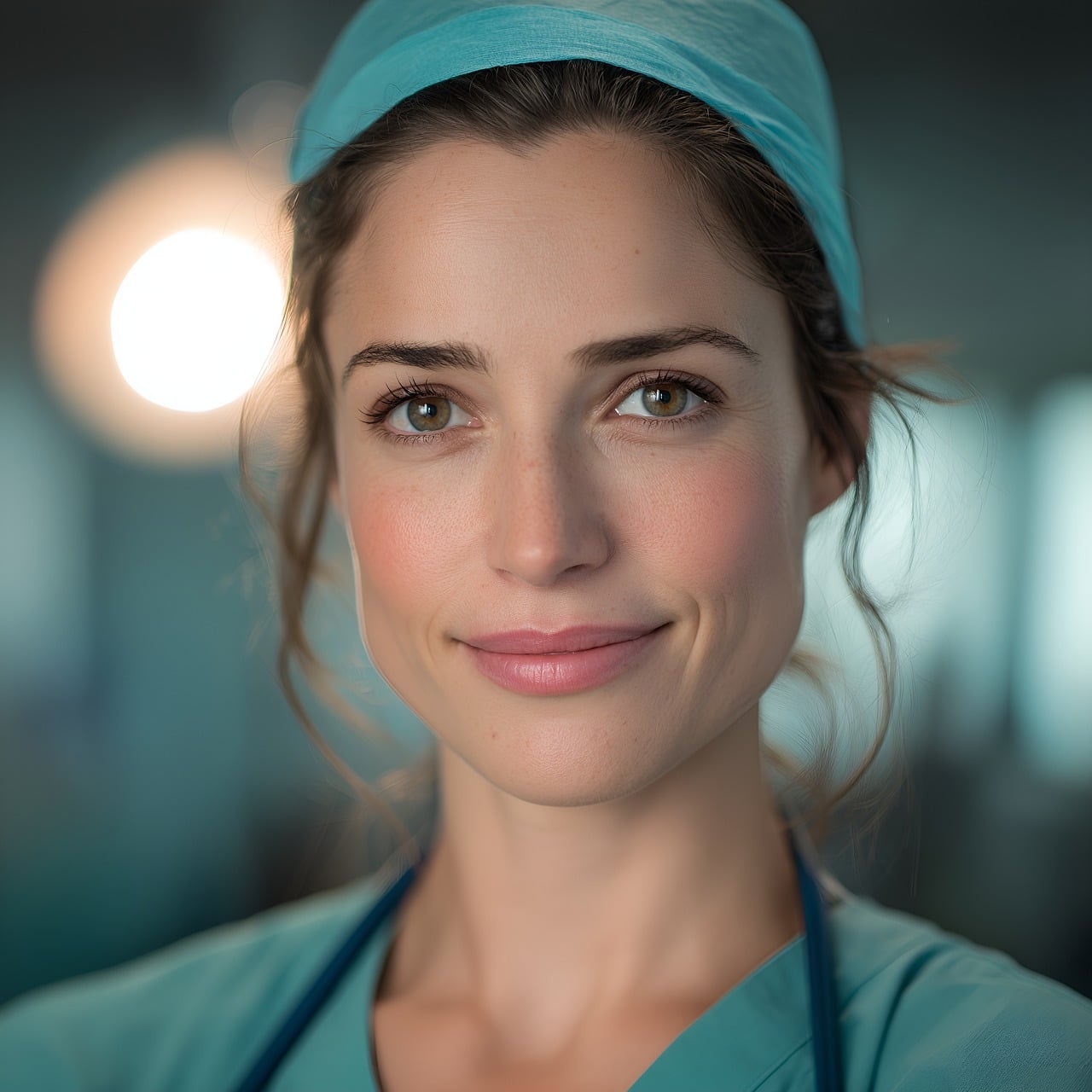 Surgeon, hospital, operation, medical, surgery, healthcare, scrubs, surgical, cap, preparation, bright, lights, doctor, nurse, patient, operating, room, clinic, staff, team, ai generated