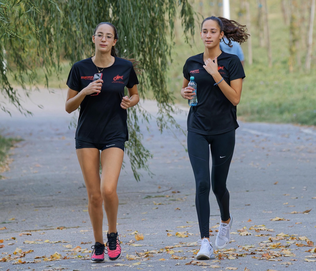 ladies, girls, jogging, park, running, together, sports, recreation, healthy lifestyle, lifestyle, fitness, women, young, autumn, snapshot, alley, nat