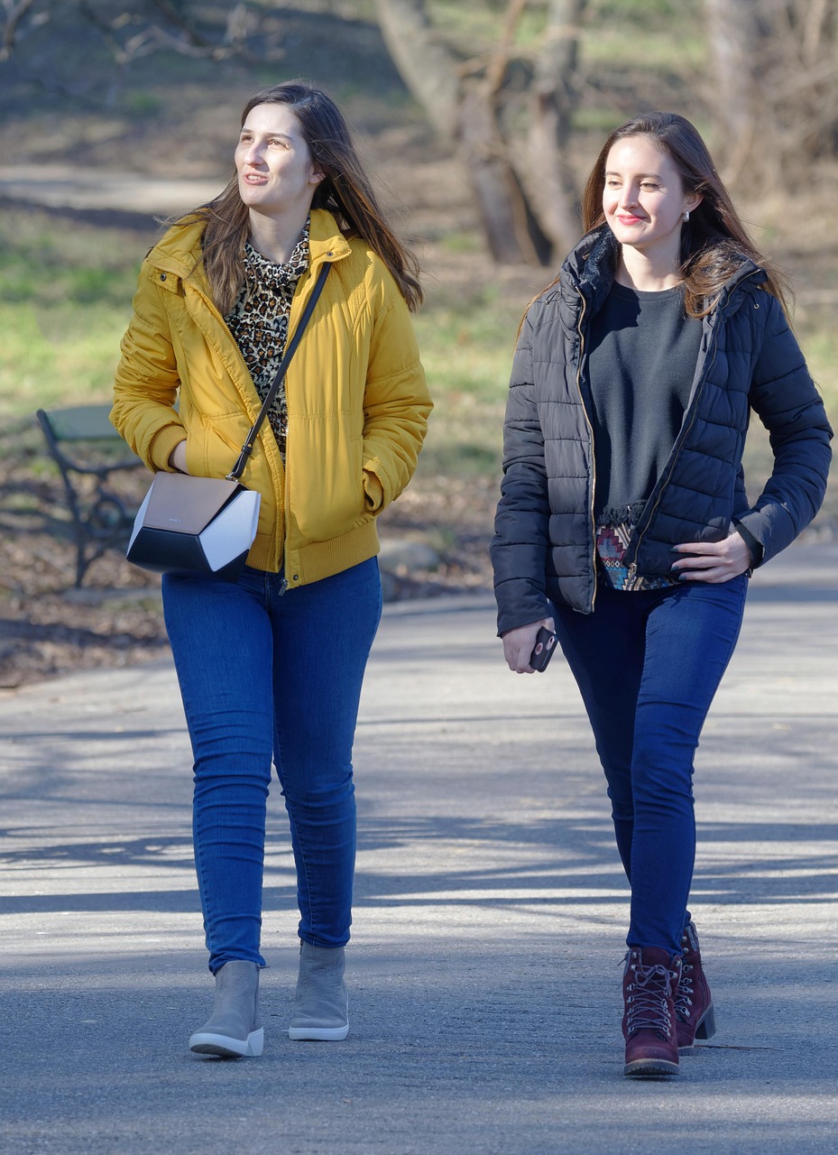 Women, friends, fashion, walk, outdoors, female, girls, walking, together, park